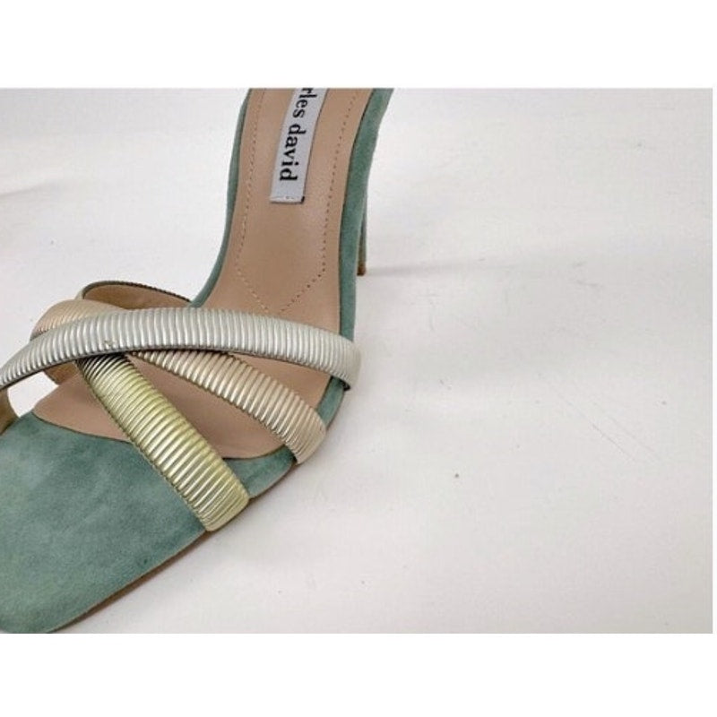 Charles David Women's Blue Electra Sandals Stiletto Suede Heels Size 8.5M