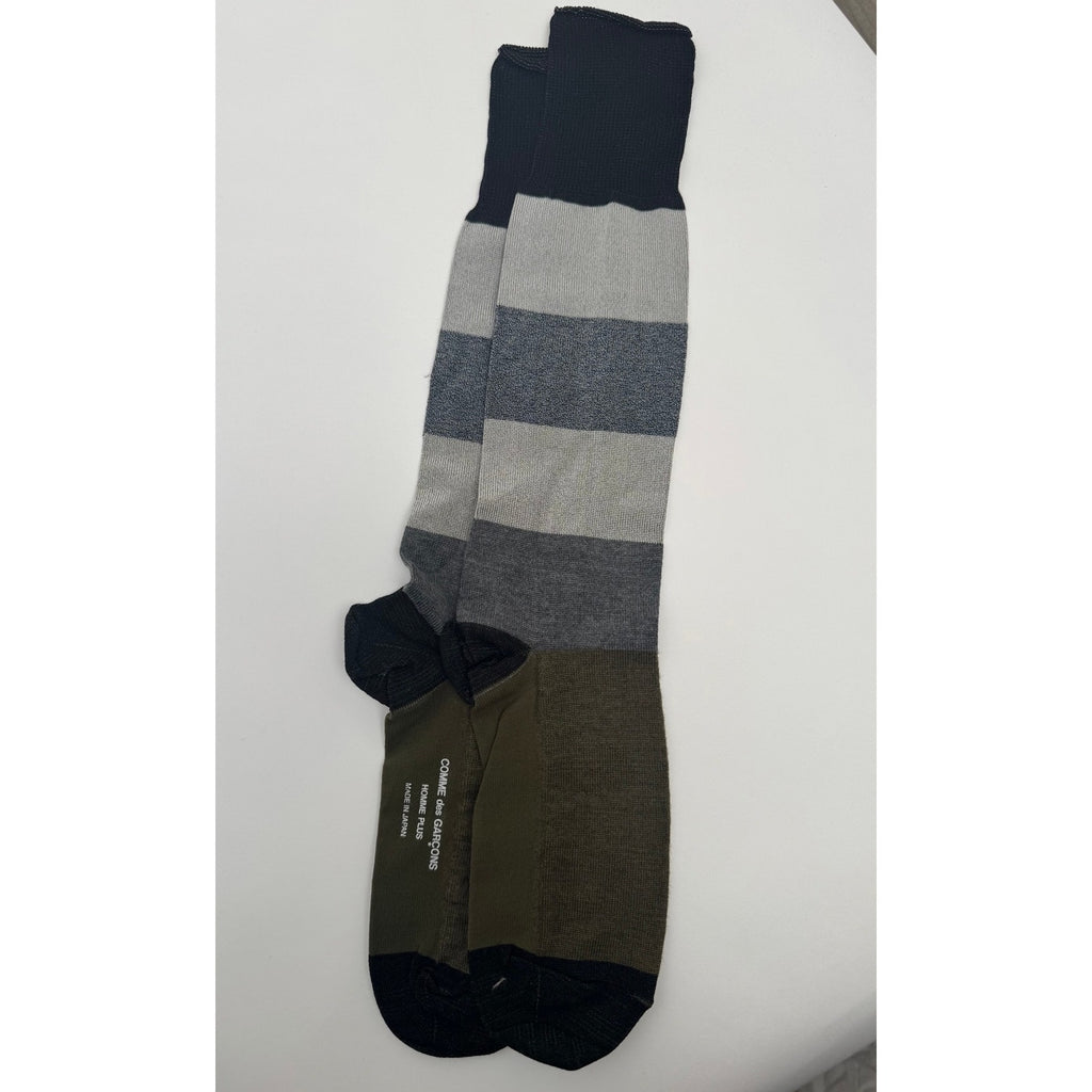 Comme des Garçons Homme Plus Men's NEW Olive/Gray Color Block Socks
