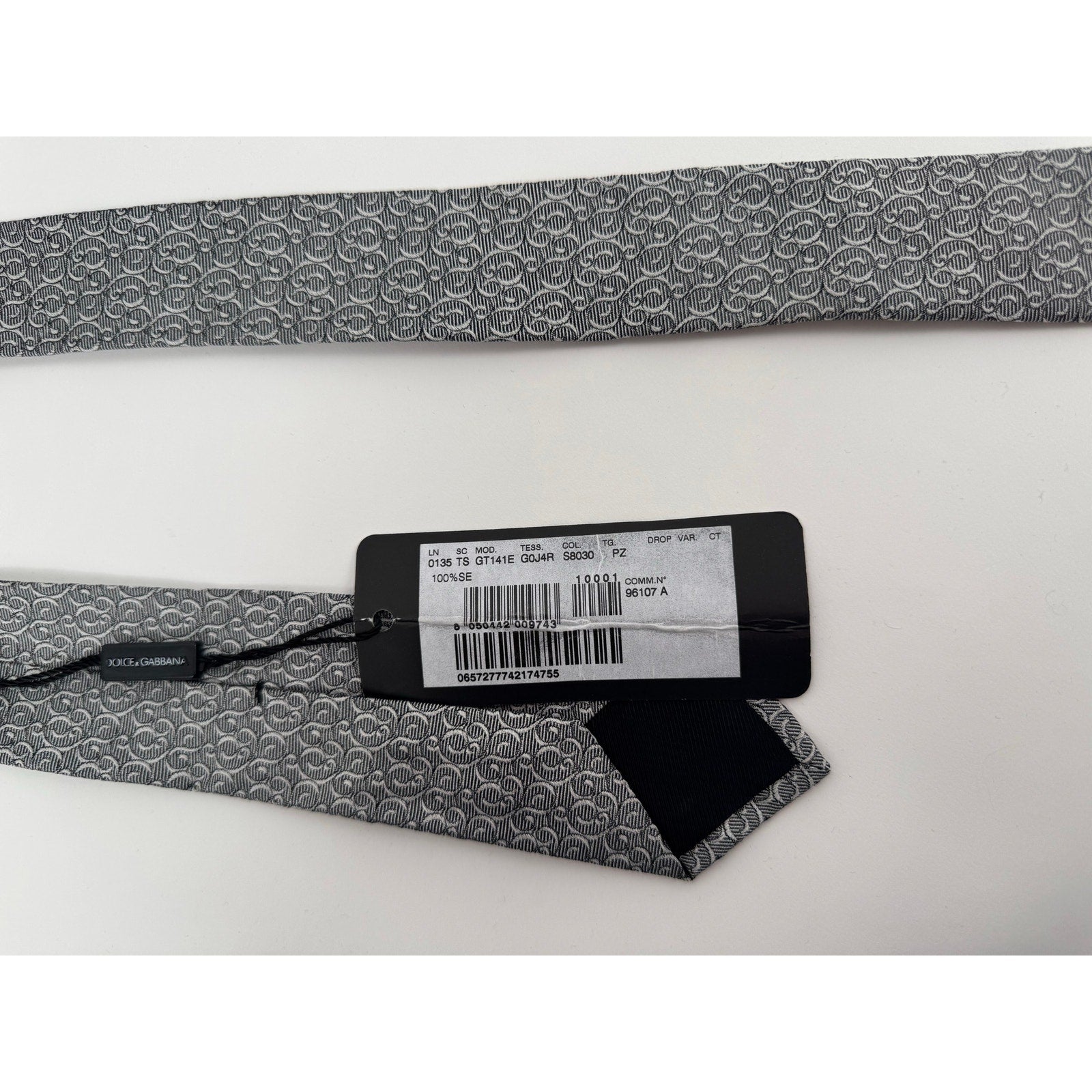 Dolce & Gabbana NWT Men’s Silver Patterned Silk Tie Made in Italy