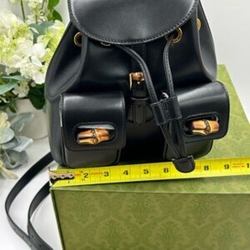 Gucci leather bamboo backpack made in Italy NWT