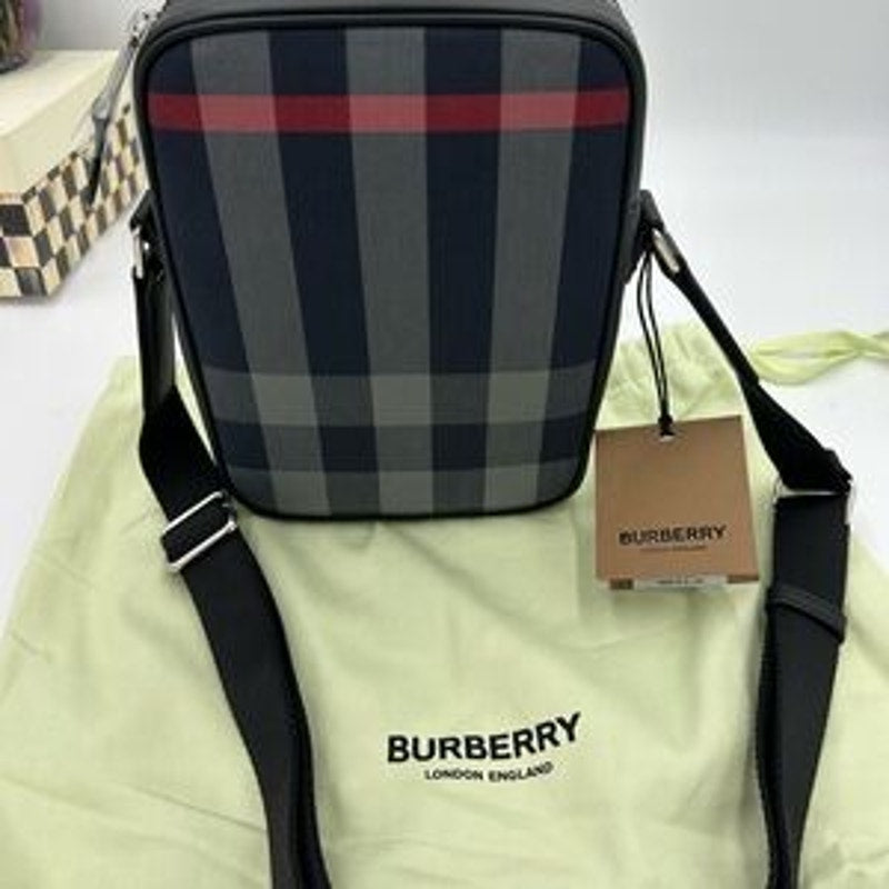 Men's Burberry, paddy check messenger bag adjustable strap made in Italy