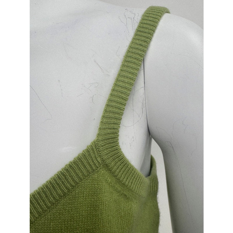 Ultra Moda NWT Green 100% Cashmere Sleeveless V-Neck Sweater Size M