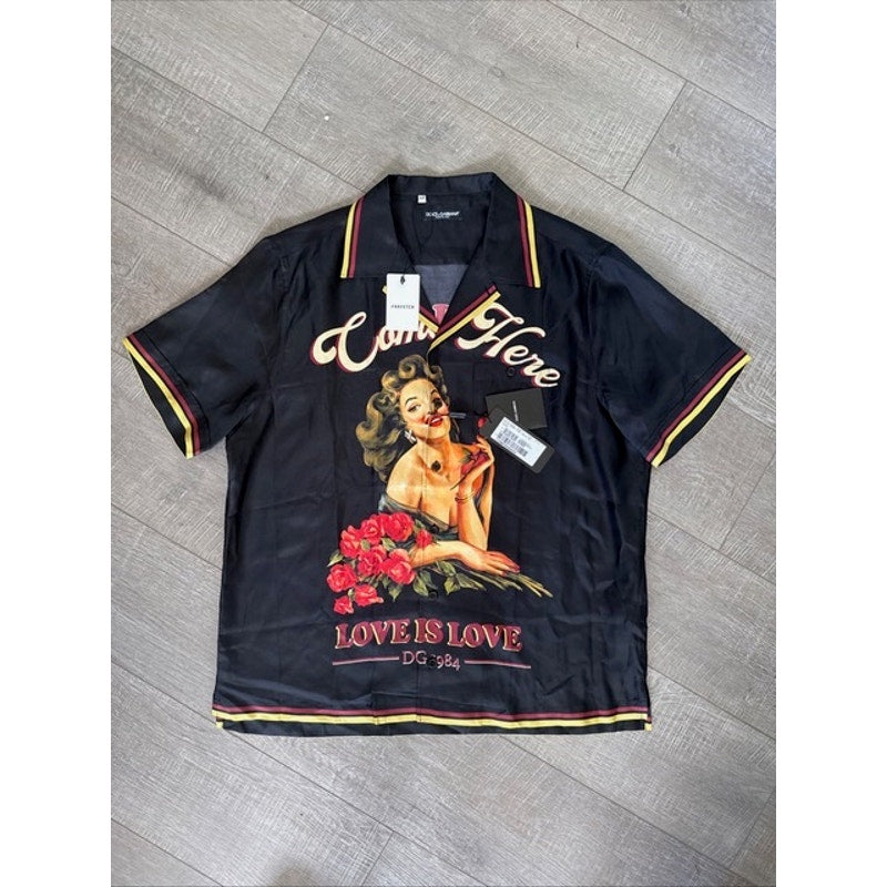 Dolce & Gabbana Silk “Pin Up Come Here” Hawaiian Shirt – IT 42 / L