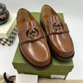 Men's Gucci interlocking G leather loafers size 7 fits eight US made in Italy