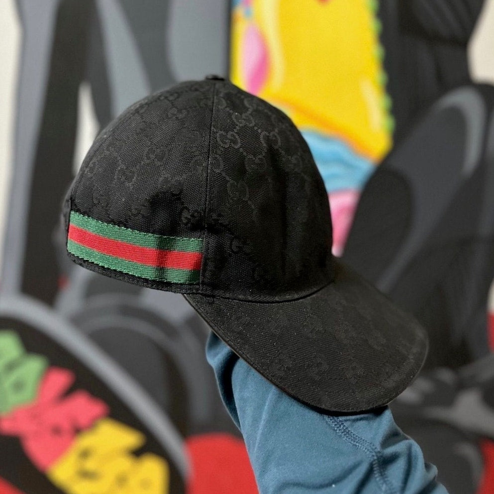 Unisex Gucci Original GG Canvas Baseball Hat With Web Size Large - Used