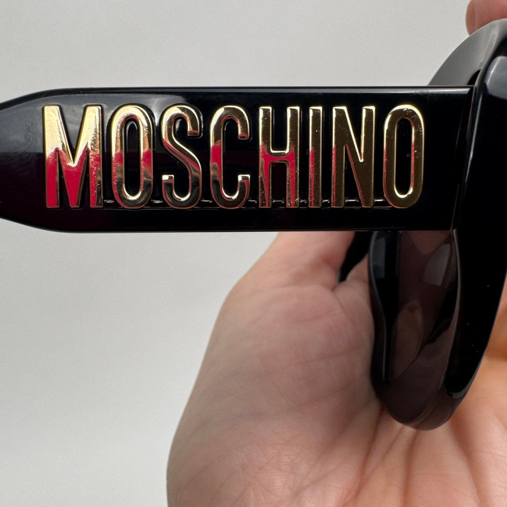 Moschino NWT Heart Shaped Jet Black Oversized Frame Sunglasses