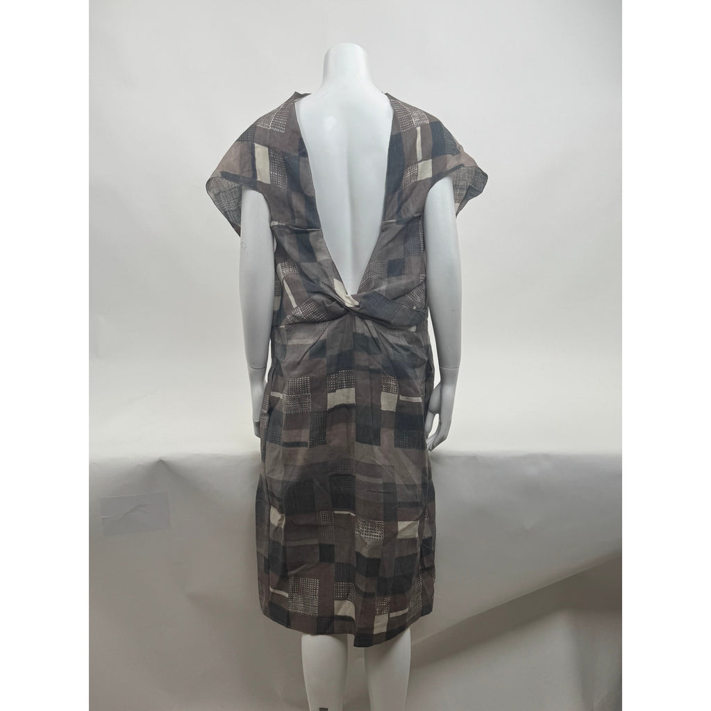 Marni NWT Organza Mocha Gray Patterned Pockets Dress Size 38 / US 2