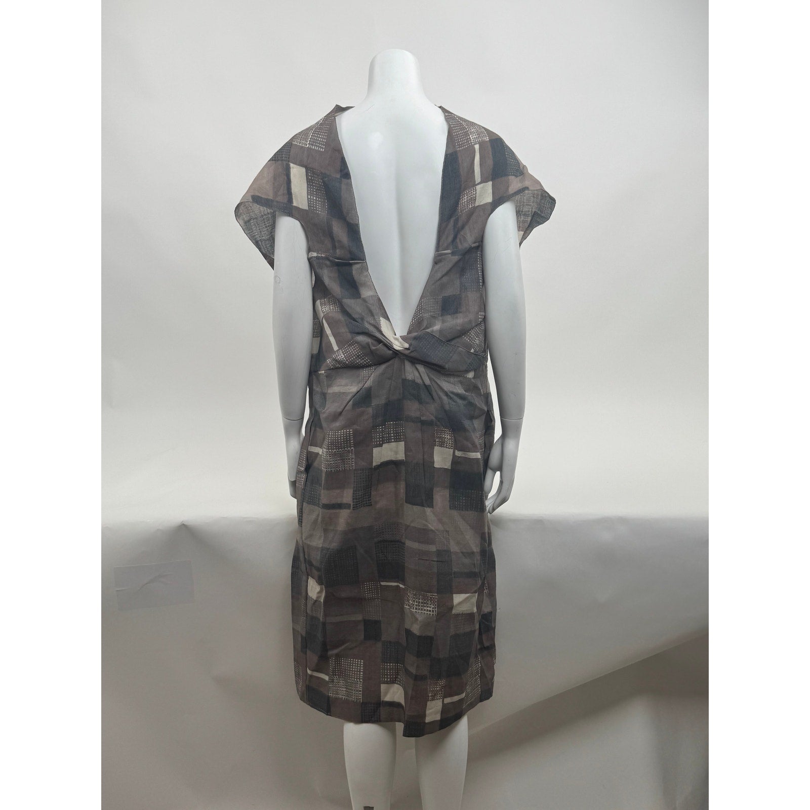Marni NWT Organza Mocha Gray Patterned Pockets Dress Size 38 / US 2