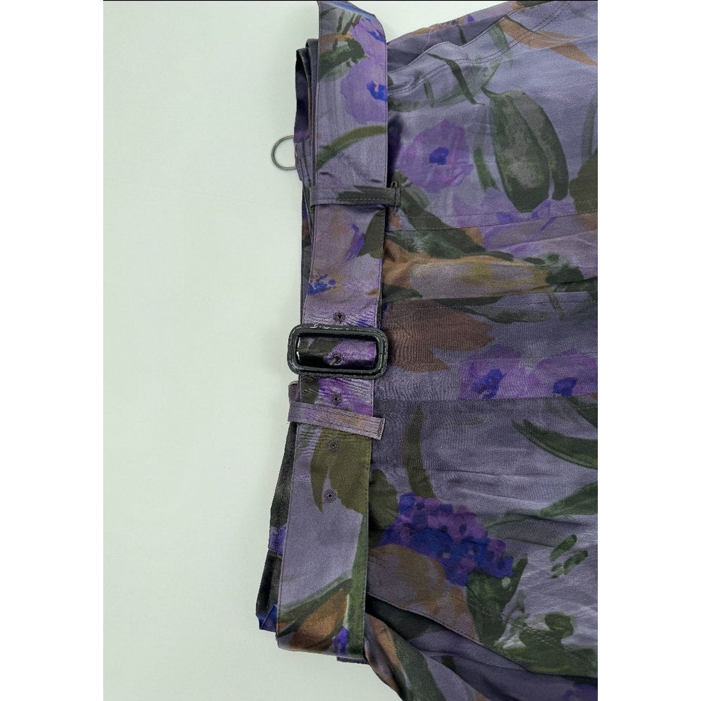 Dries Van Noten Multicolor Silk Floral Belted Utility Skirt Size 38