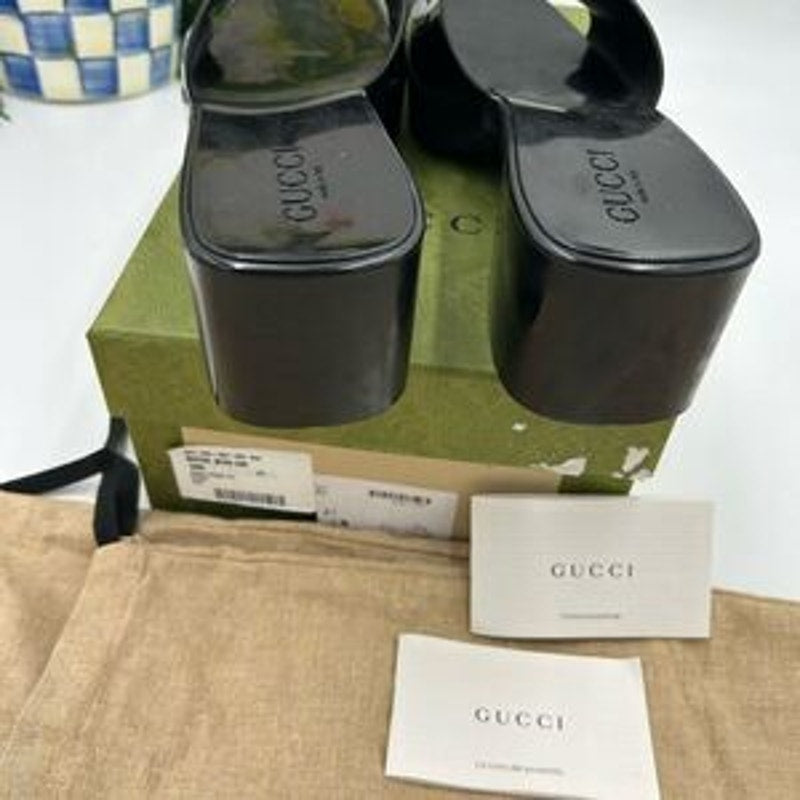 Women’s Gucci, rubber block, low heel slides, size 41 made in Italy
