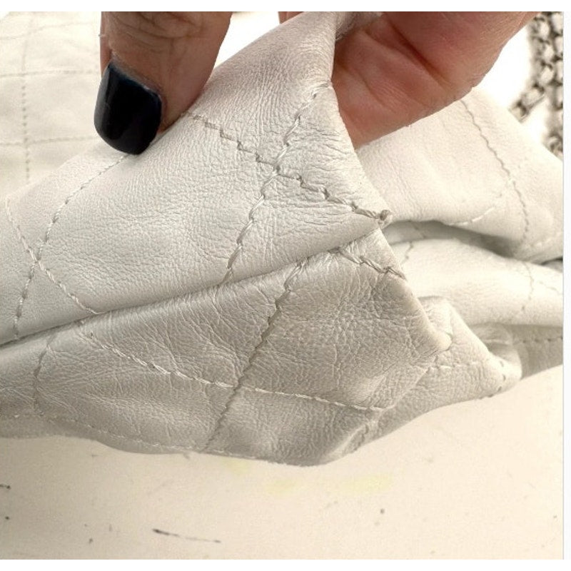 Chanel White Leather Rare Runway Archived Shoulder Bag w/Silver Hardware