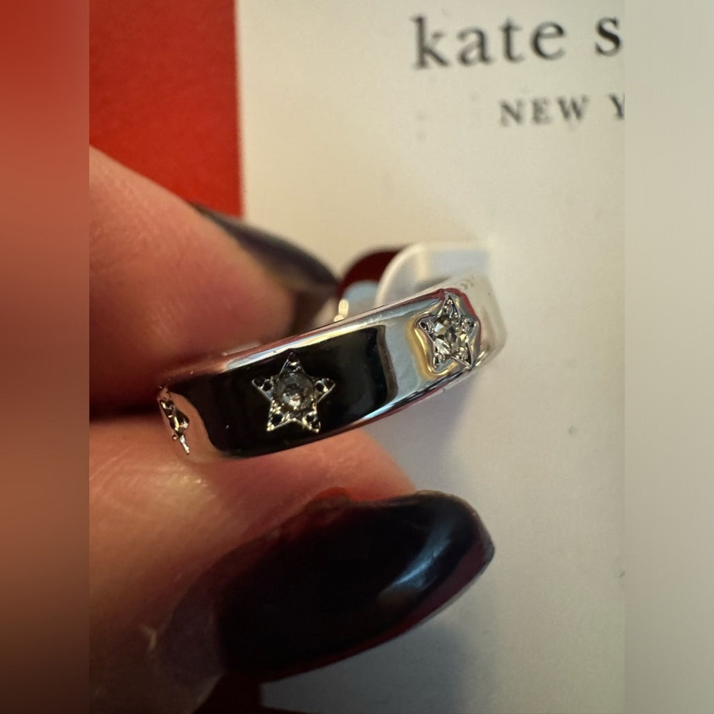 Kate Spade NWT’s silver toned post hoops with rhinestone star detail