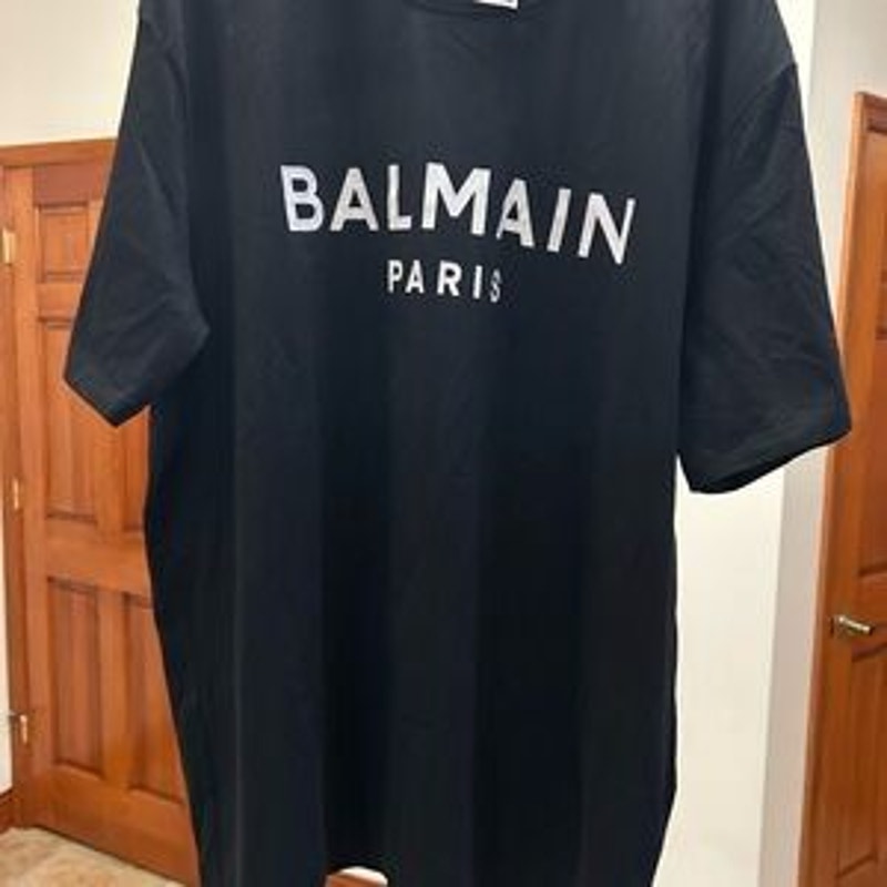 Men's Balmain logo, print cotton T-shirt, size large NWT