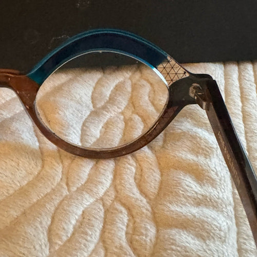Anne et Valentin Blue and Brown and cross hatch handmade gorgeous frames