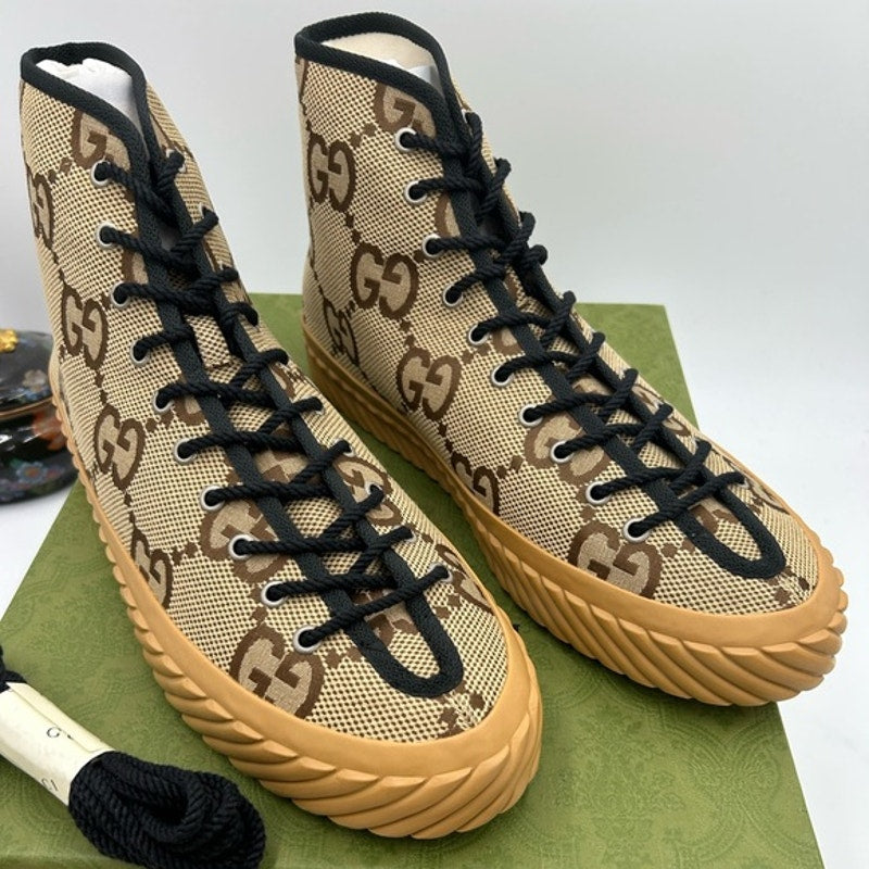 Men's Gucci, maxi GG high top canvas sneakers size 12.5 made in Spain