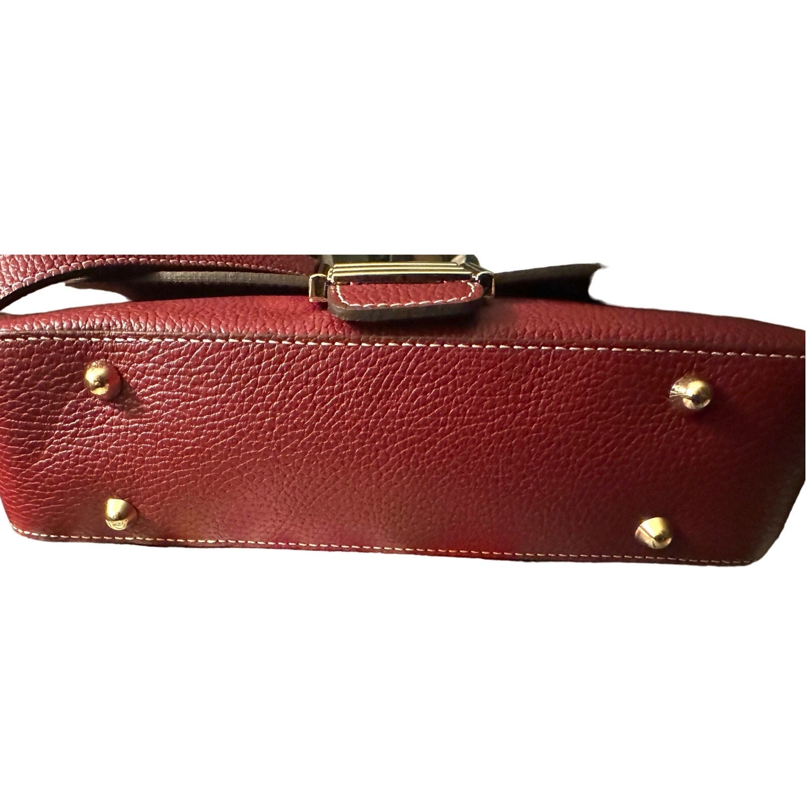 Divina Firenze Made in Italy Cranberry Leather Baguette Flap Crossbody Bag