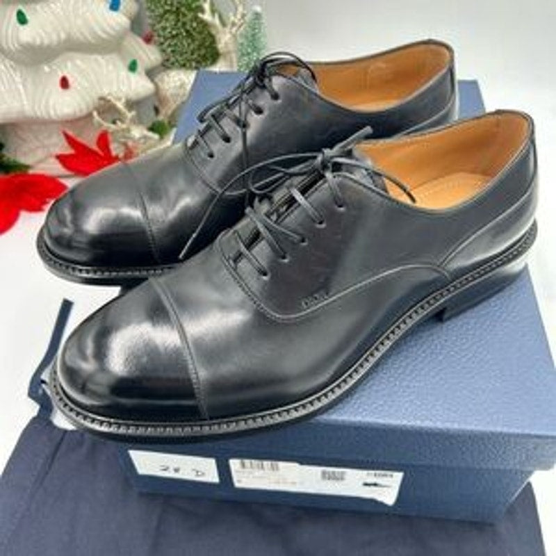 Dior Men's embassy, Black Leather Oxford Shoes size 42 made in Italy