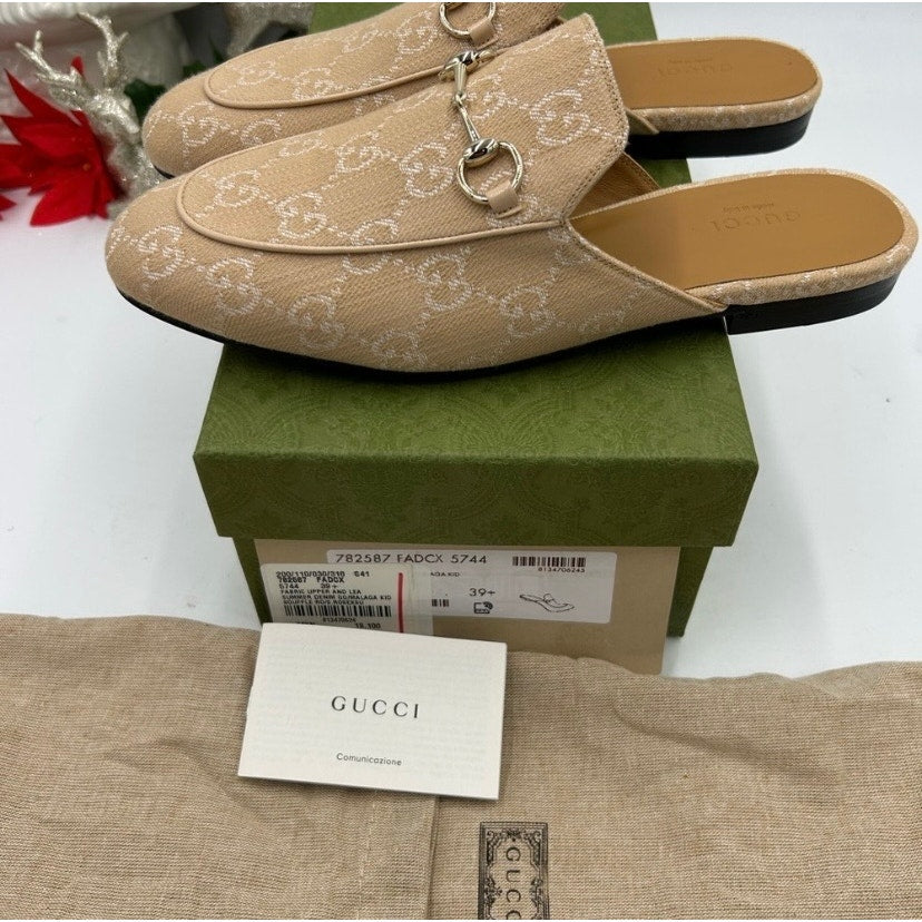 Women's Gucci GG canvas Princetown loafers size 39.5 made in Italy