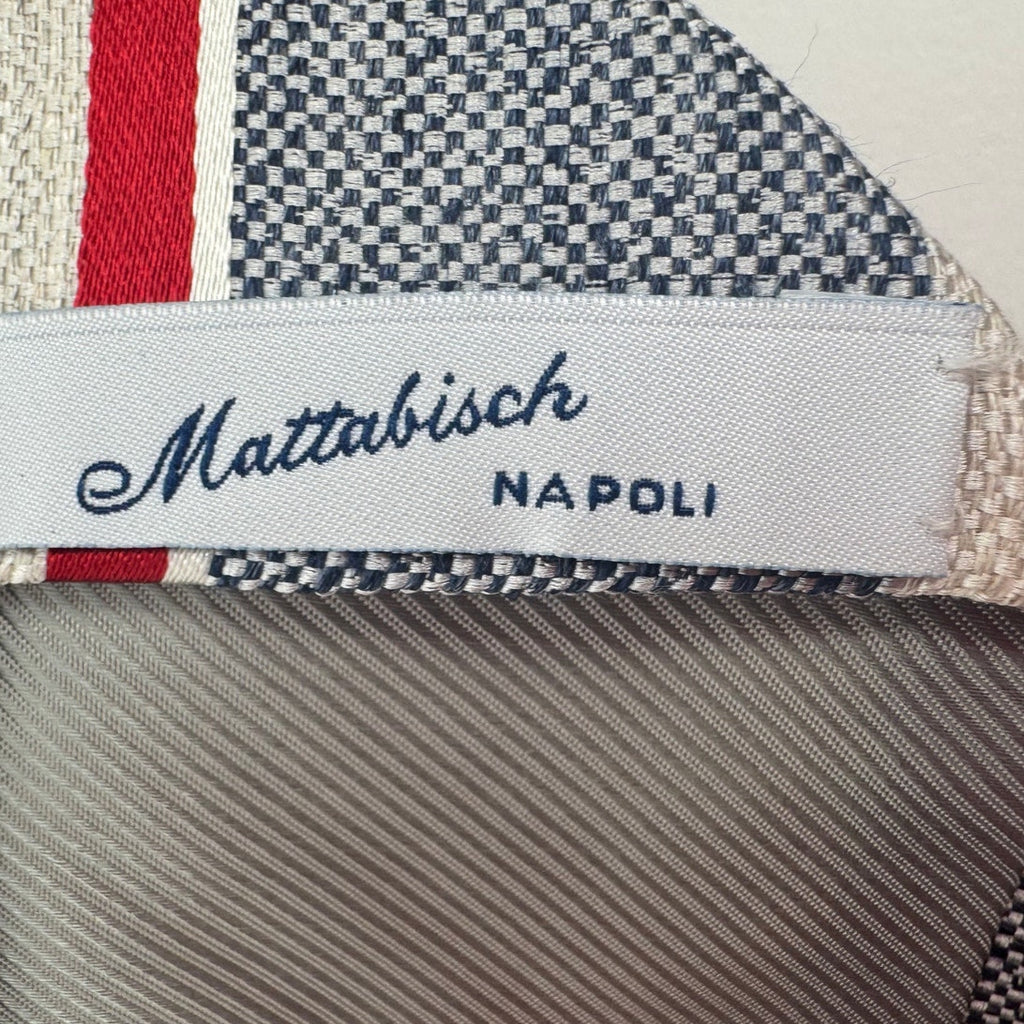 Mattabisch Napoli Striped Multicolor Silk Linen Blend Tie Made in Italy