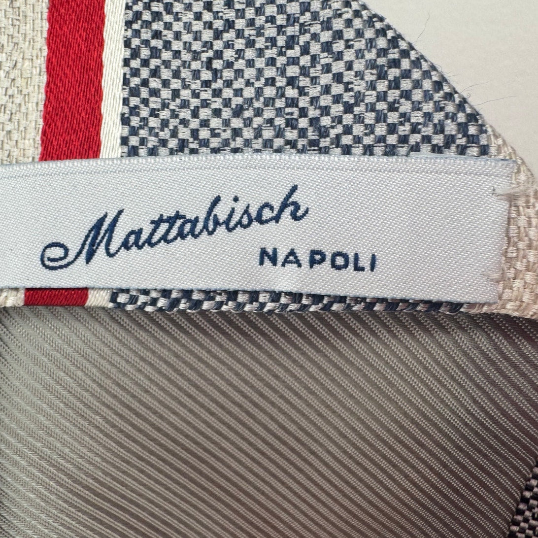 Mattabisch Napoli Striped Multicolor Silk Linen Blend Tie Made in Italy