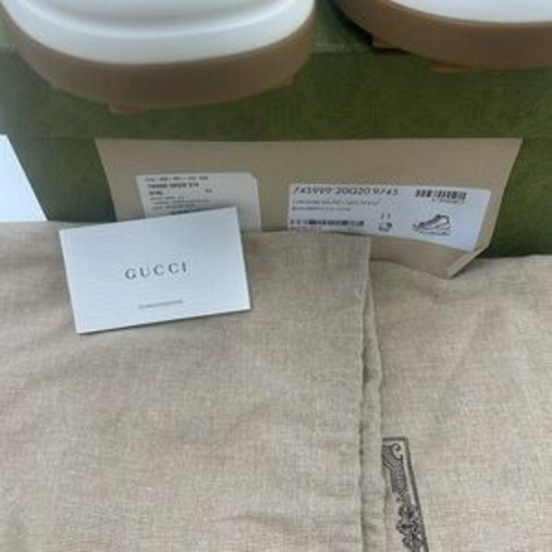 Gucci Beige and White High-Top platform Sneakers size 11 made in Italy