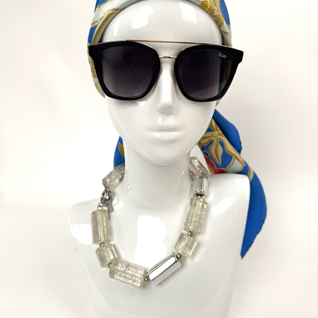 Clear Geometric Statement Necklace Modern Design