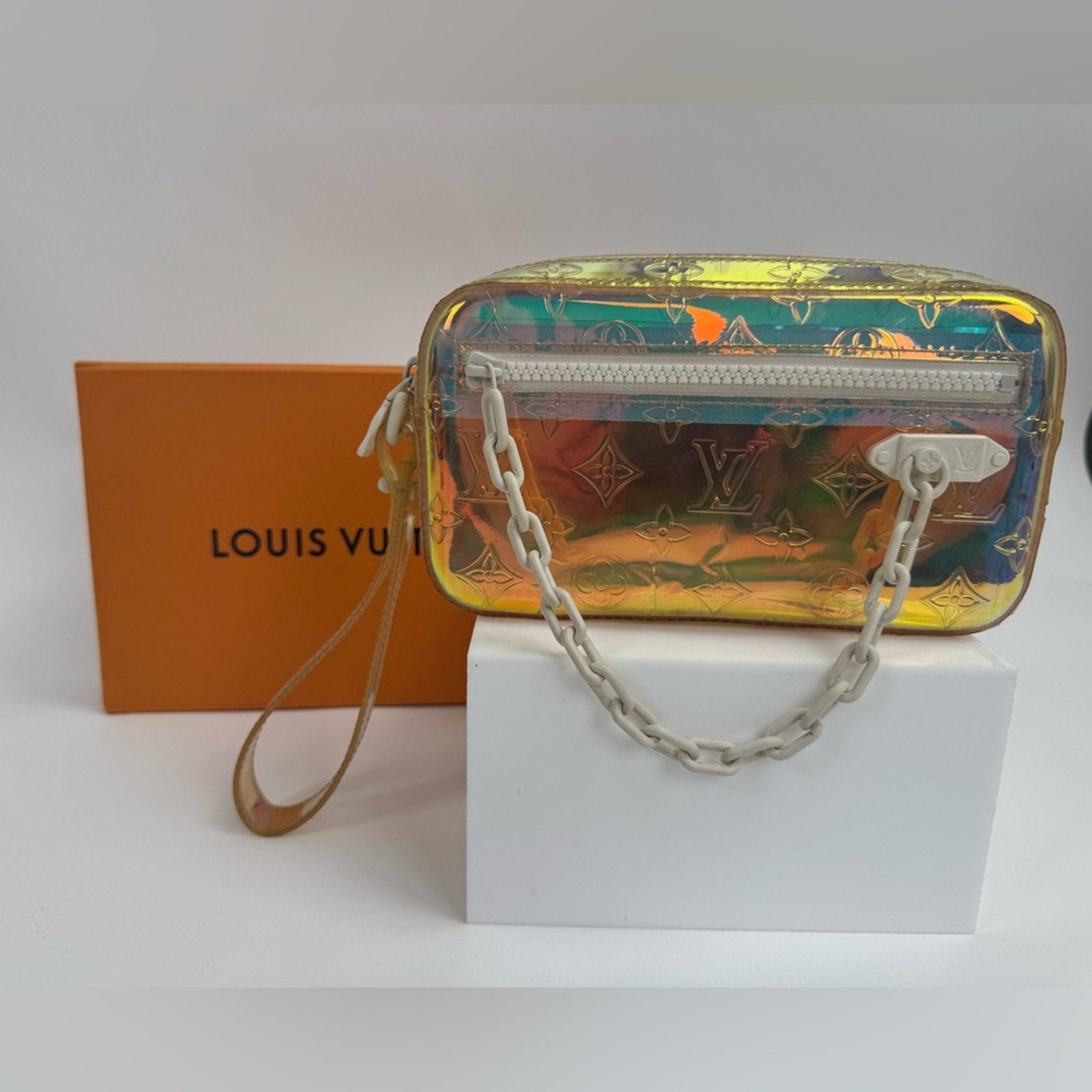 Men’s Louis Vuitton x Virgil, Abloh, prism monogramVolga wristlet full inclusion