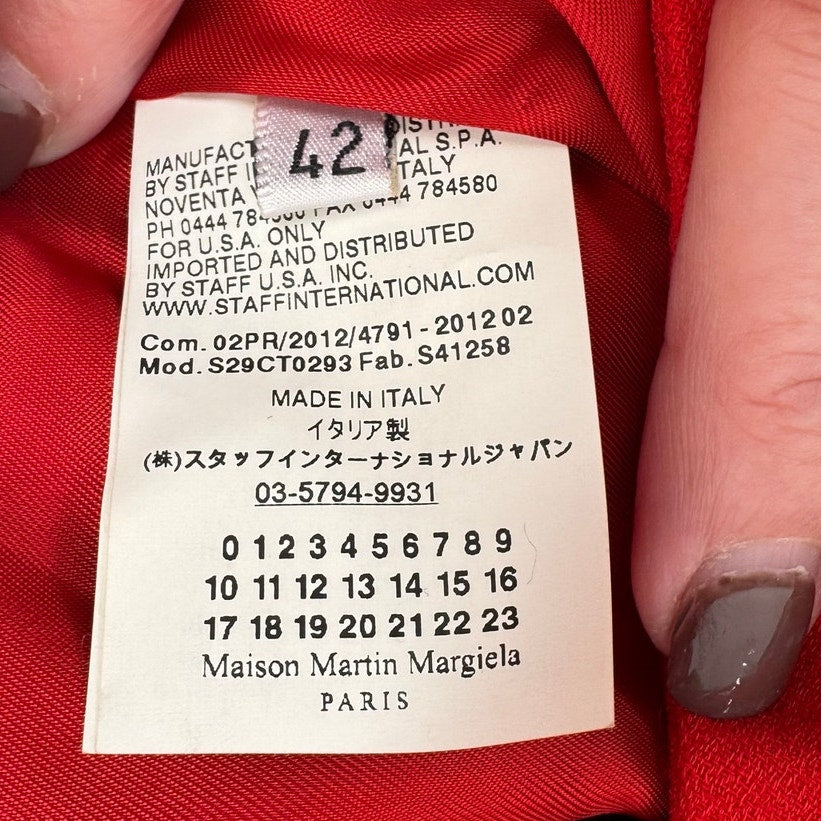 Maison Margiela NWT Red Dress with Zip Open Sleeves Size IT 42 / US 6