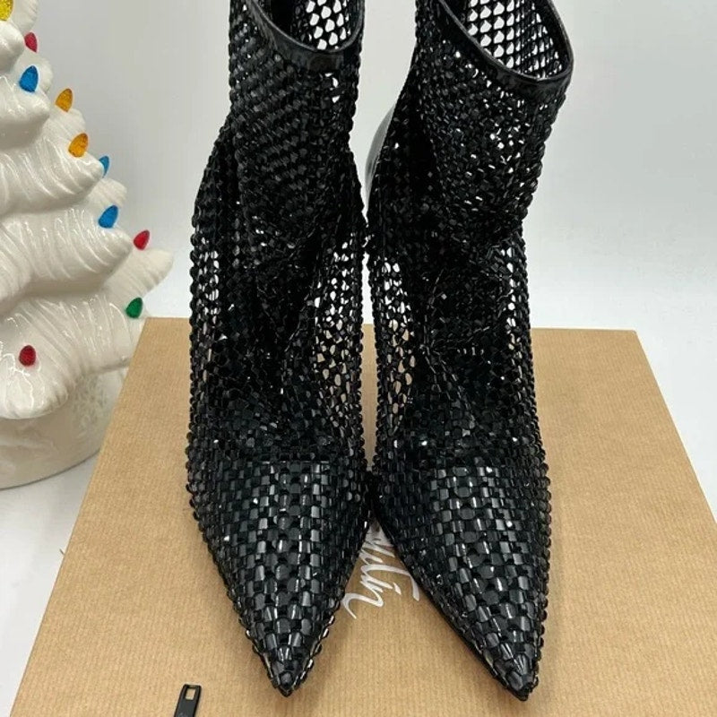 Women's Christian Louboutin, Kate Max 100 crystal embellished mesh/patent 40