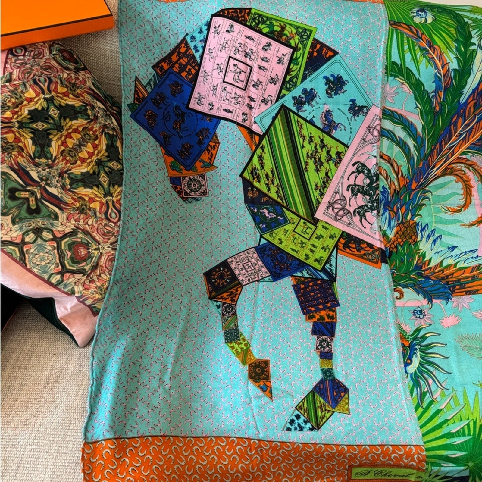 Hermès cashmere, equestrian/jungle themed scarf. Indescribably beautiful piece