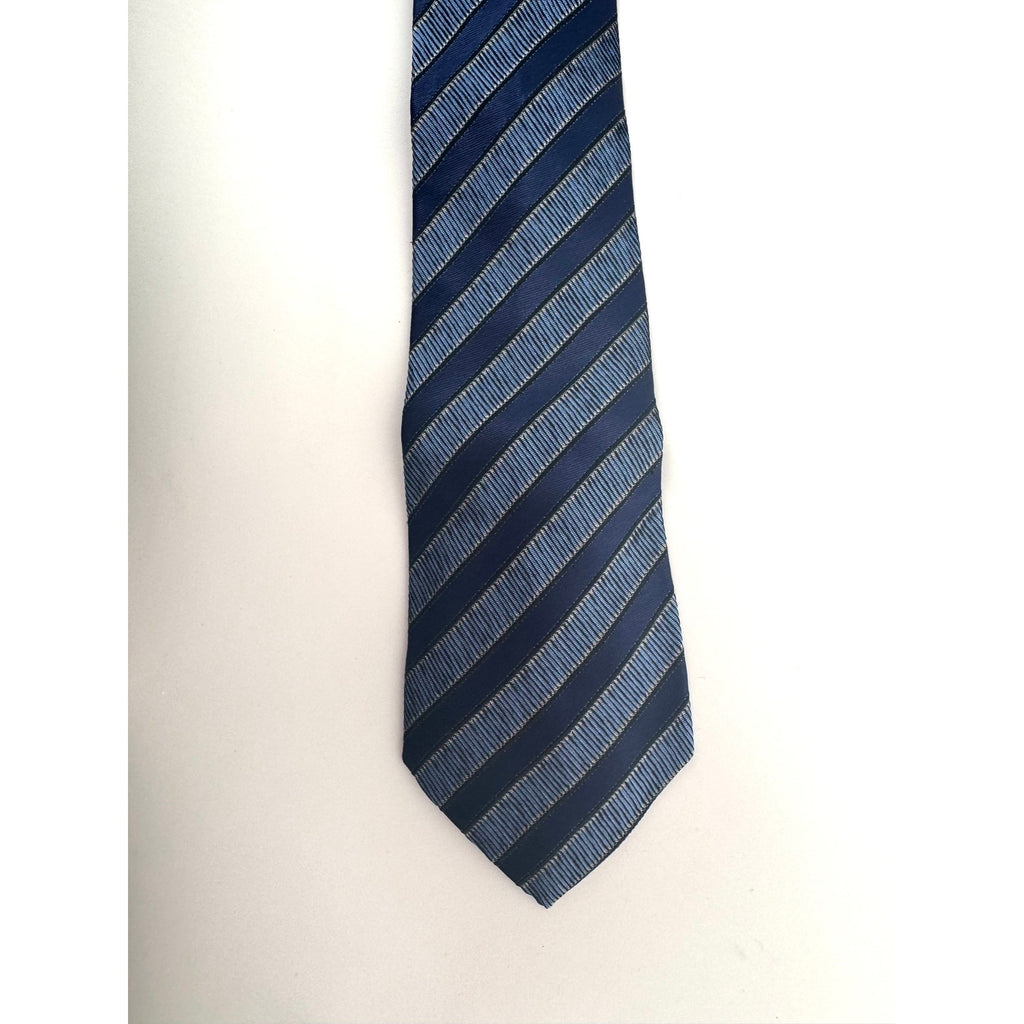 Ermenegildo Zegna Men's Blue Striped Silk Tie Made in Italy