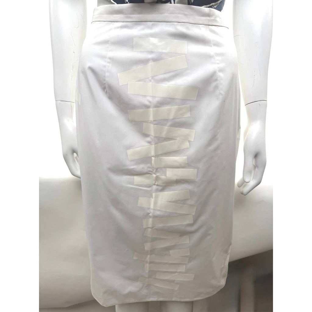 Christopher Kane White Satin Ribbon Appliqué Pencil Skirt EU 38 US 6