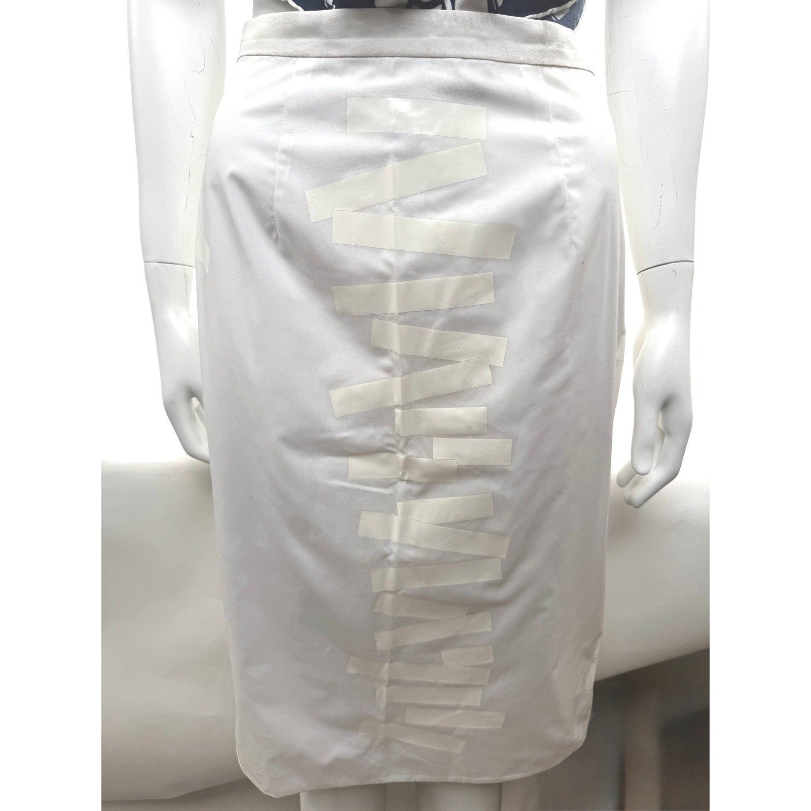 Christopher Kane White Satin Ribbon Appliqué Pencil Skirt EU 38 US 6