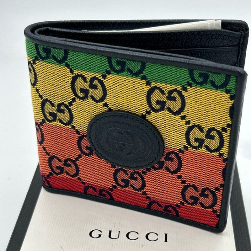 Gucci multicolor canvas/leather bifold wallet, made in Italy