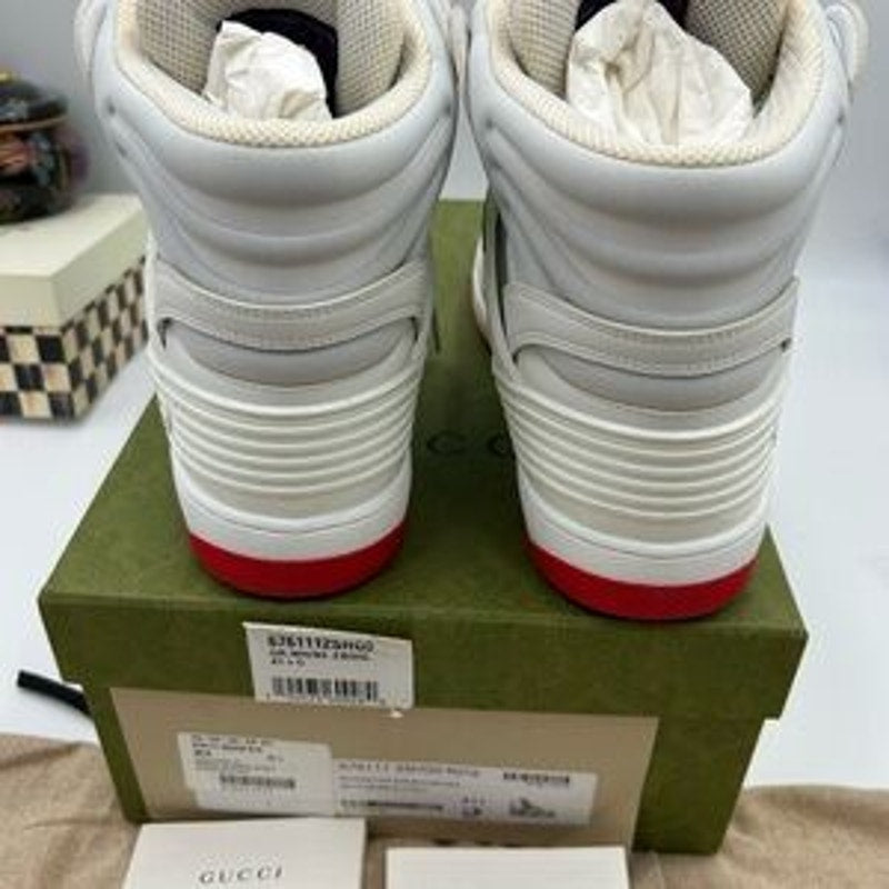 Women's Gucci GG Supreme basket canvas/leather sneakers size 41.5 made in Italy