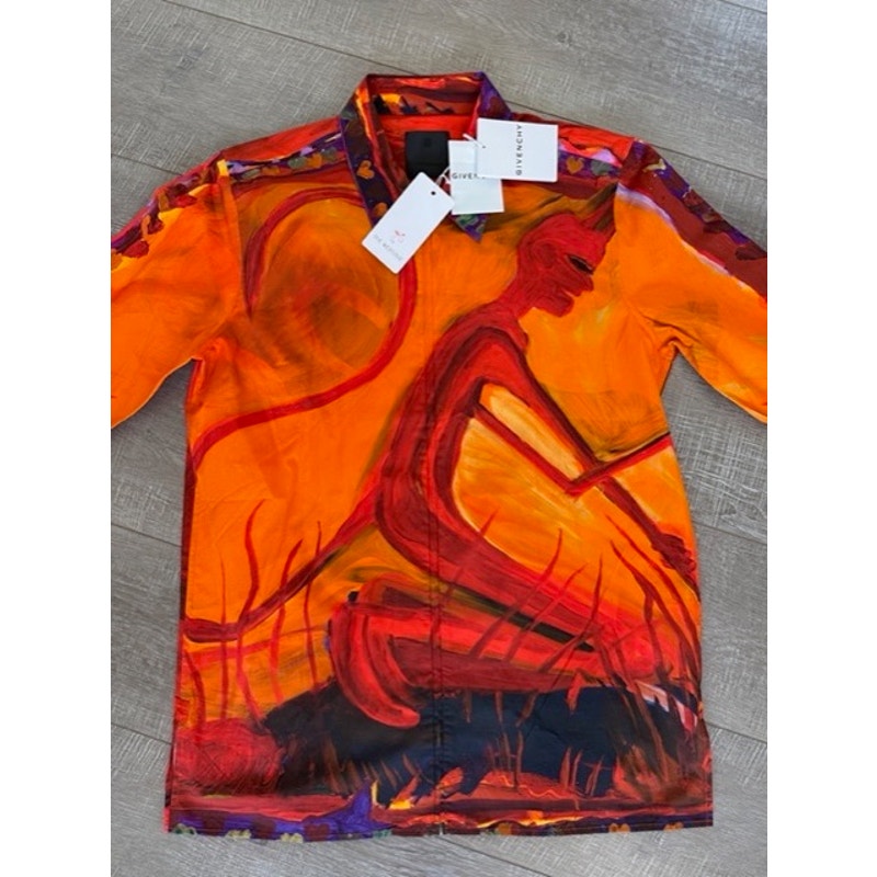 Men's Givenchy x Josh Smith NWT “Devil” Painted Rare Full Zip Shirt EU Size L