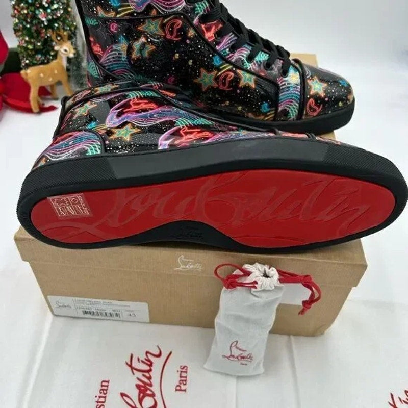 Men’s Christian Louboutin starlight patent leather sneakers size 43 made Italy