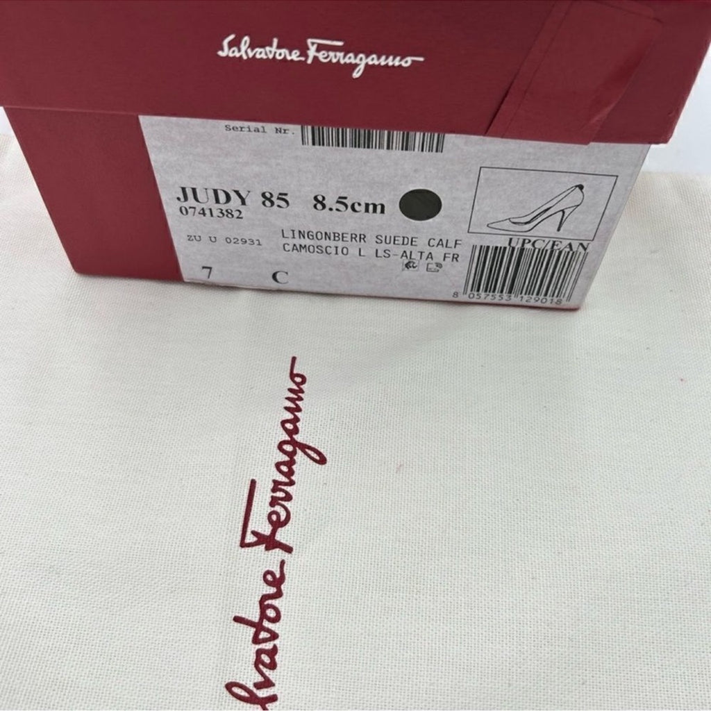 Women's Salvatore Ferragamo Judy 85 Suede mules, size 7, made in Italy