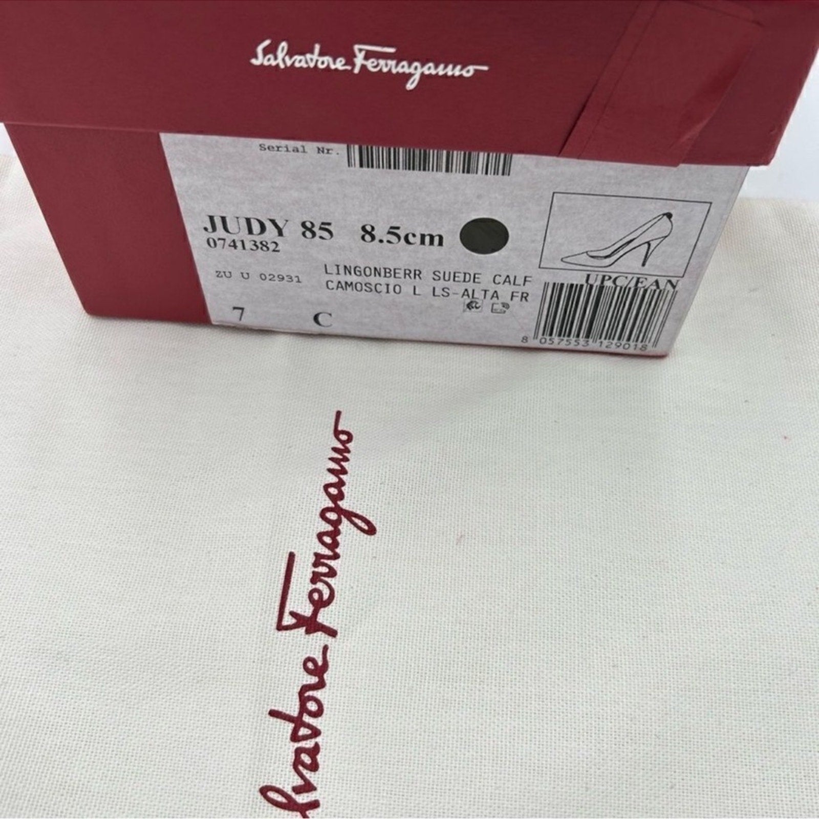 Women's Salvatore Ferragamo Judy 85 Suede mules, size 7, made in Italy