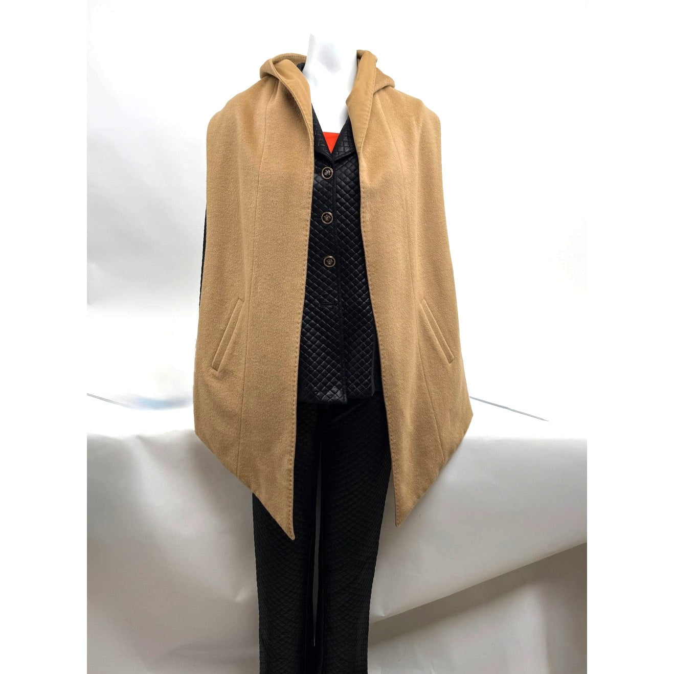 The Eight Senses NWT Camel Wool Blend Hooded Wrap Cape One Size