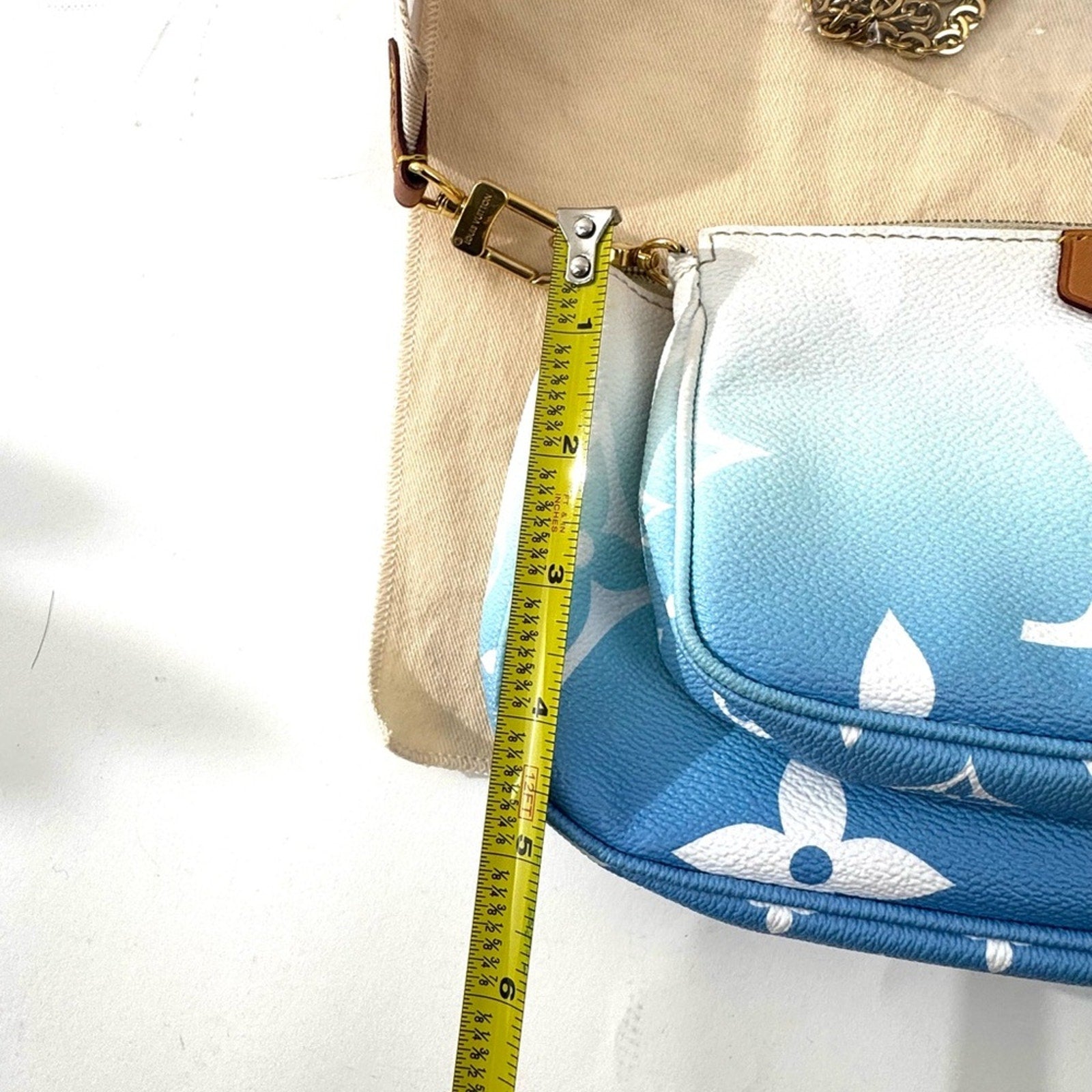 Louis Vuitton BY THE POOL-multi pochette (3)w/guitar strap/LV branded gold chain