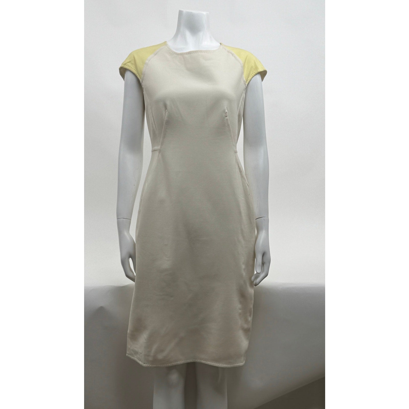 Aquilano Rimondi NWT Cream & Yellow Cap Sleeve Sheath Dress – Size 44