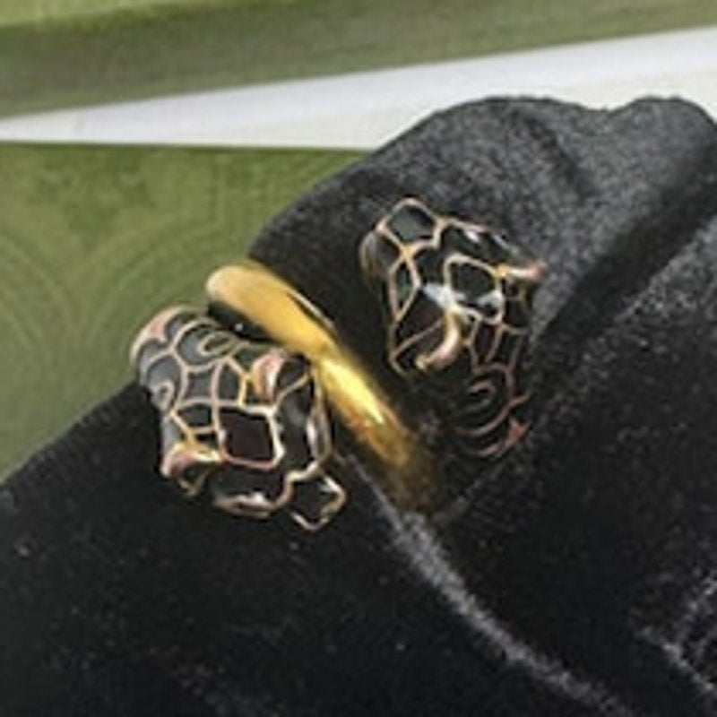 Gucci Garden Tiger Head Statement Ring Gold Plated with Green Crystal Eyes Sz 7