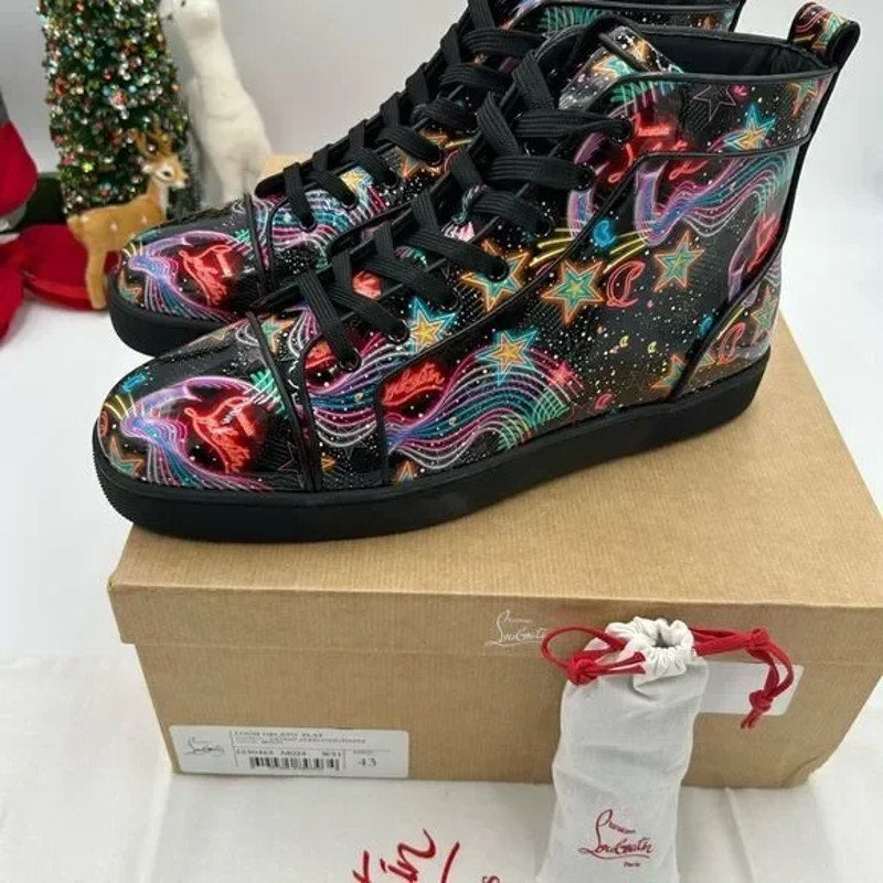 Men’s Christian Louboutin starlight patent leather sneakers size 43 made Italy