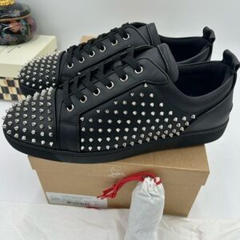 Men's Christian Louboutin, Louis Jr Spike flat sneakers size 47 made in Italy