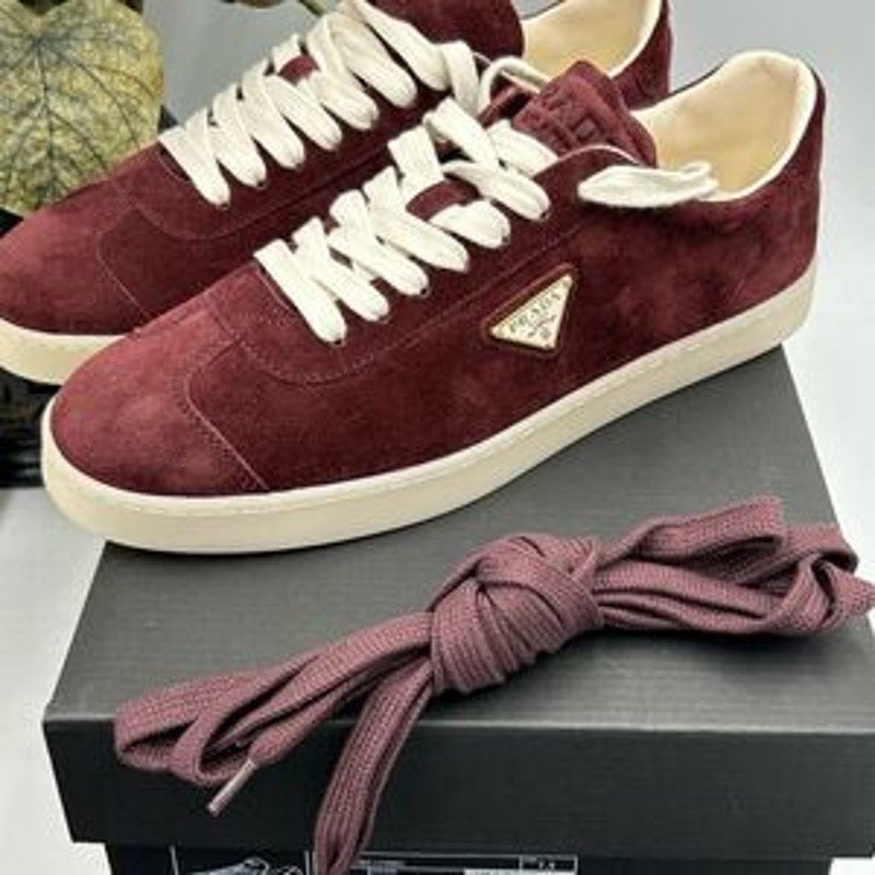 Men's Prada triangle logo suede sneakers size 8.5 US made in Italy