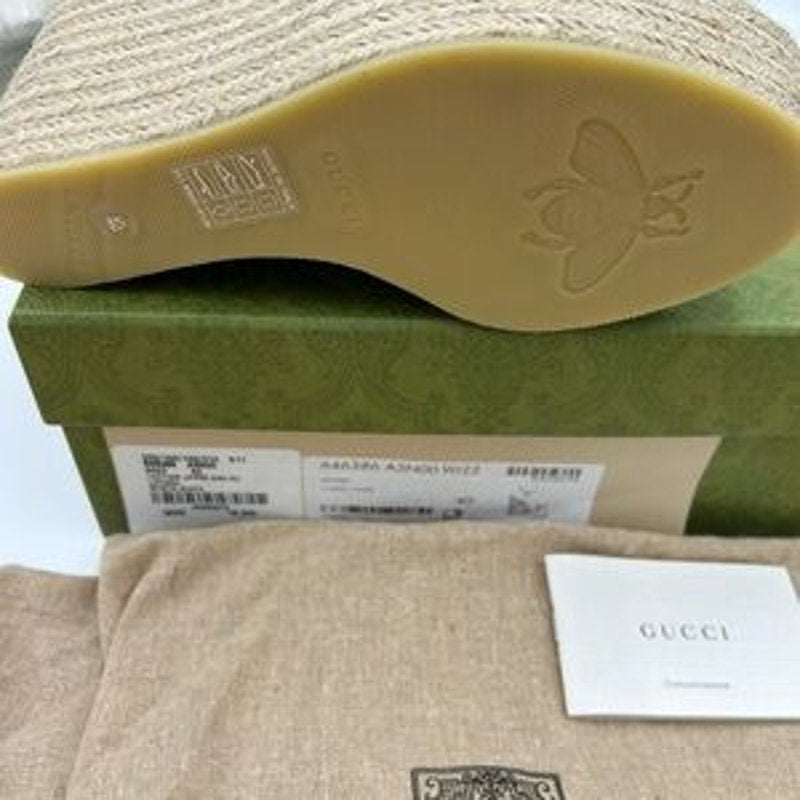 Gucci Women's White Wedge Sandals size 40 made in Italy