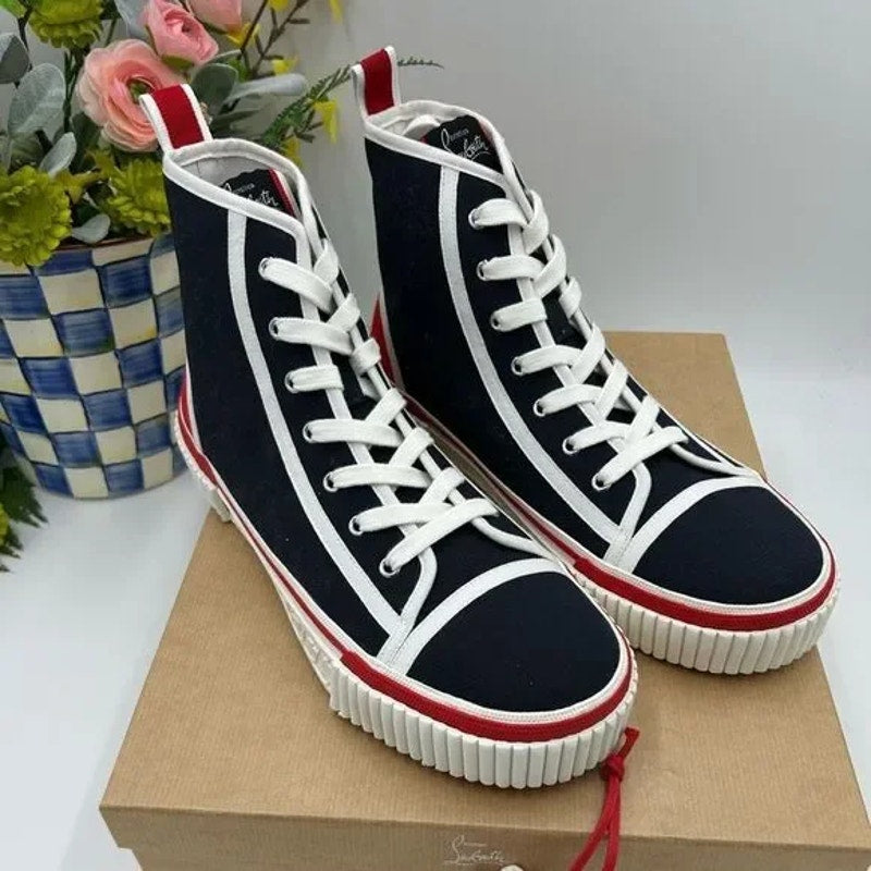 Men's Christian Louboutin, Pedro flat high top sneakers size 44