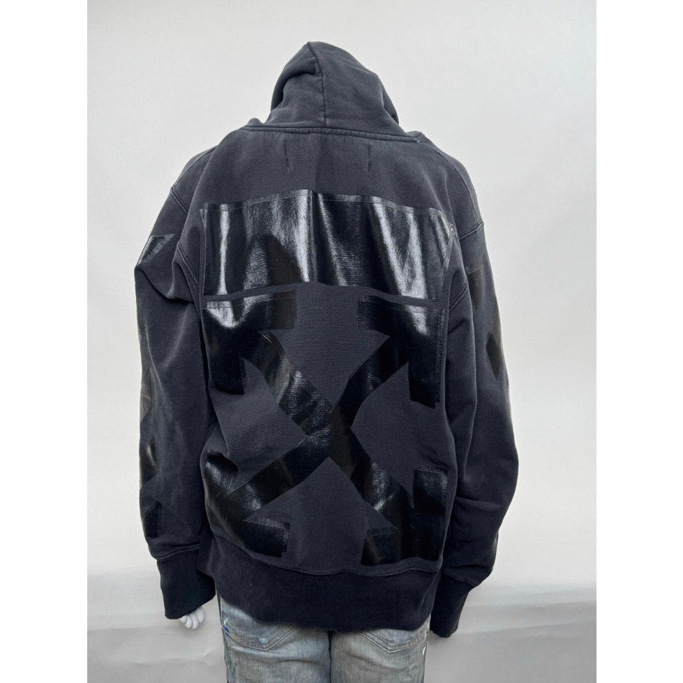 Men's OFF-WHITE × Champion Black Size M Rare Collab Rubber Arrow Hoodie