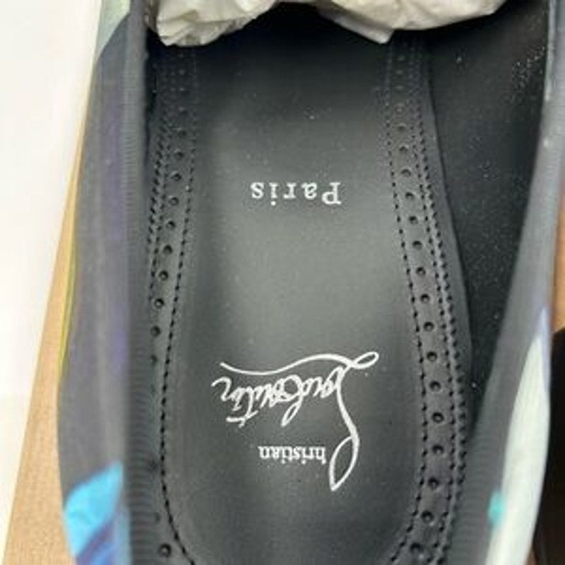 Men's Christian Louboutin, dandy, chick floral satin loafers size 45 made Italy